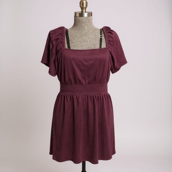 Burgundy Waist Defined Mini Dress XL - Picture 1 of 10